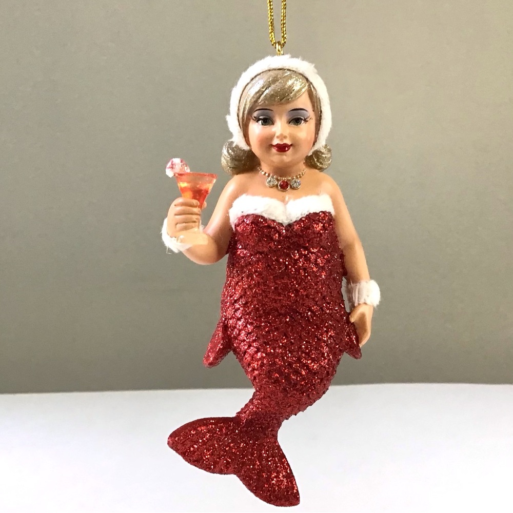 December Diamonds Miss Jolly Mermaid Ornament 2017 Christmas Cocktail Glitter